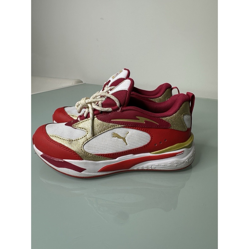 Puma Unisex Kids RS Fast Glitz GS - SZ 3C - Red Gold Athletic Shoes Eur- 34,5 - Picture 2 of 9